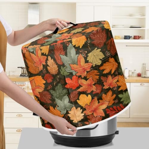 Image of Fall Leaves Air Fryer Lid Flexible Kitchen Utensil Cover | Waterproof Dust Cover Fits Most Sizes Instant Pot Accessories One Piece Set Decor Kitchen Gifts for Friends 6 Quart