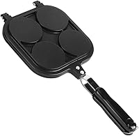 Vista 6 de Oumefar Waffle Maker - Sartén cuadrada para panqueques con 4 agujeros de doble cara con patrón de animales de dibujos animados, antiadherente