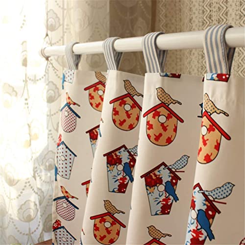 Cenefa de cortina corta para ventanas infantiles, lona beige con dibujos animados 4