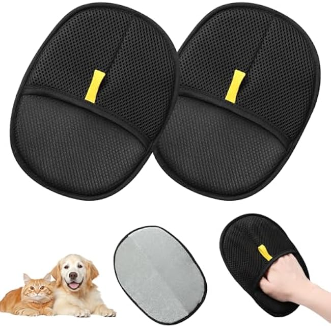 Pet Hair Removal Glove,Electrostatic Efficient Grooming Gloves for Pet Hair,Cat Grooming Gloves,Upgraded Animal Fur Removal Tool,Reusable Cat & Dog Hair Remover for Couch,Carpet,Curtain£¨2PCS)-wSa3qOPI
