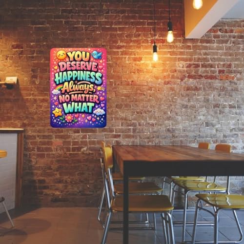 Image of Zesta Bathroom Decor Items Washroom Decor Tin Sign | Aesthetic Posters Wall Poster for Bedroom | Magnetic Cafe Decoration Items / Restaurant Decorations Items | Quirky Home Decor Bar Accent (You Deserve Happiness)