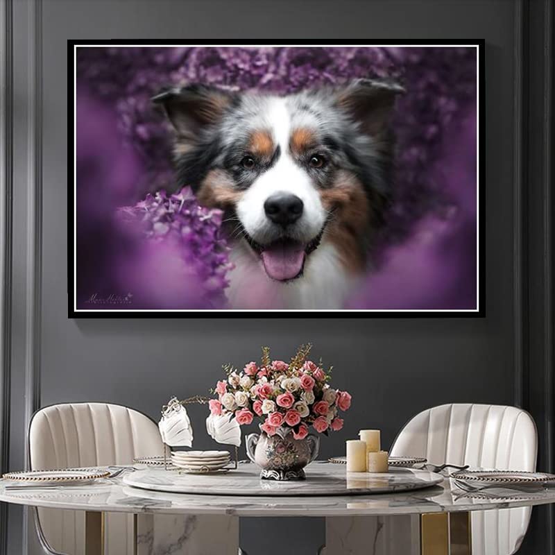 Diamond Painting YSCOLOR – Border Collie Cane, Formato 30x40cm, Tela Piena Rotonda. Kit Completo Fai Da Te Per Adulti, Con Diamanti E Strumenti.