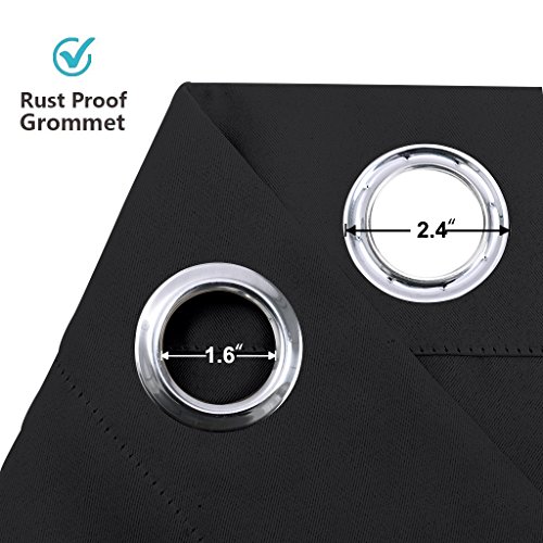 Ryb Home Half Window Kitchen Curtains Valances, Grommet Top Bedroom Blackout Window Treatment Tiers Short Curtains Energy Saving Drapes For Bedroom, 52 Width By 36 Length, Black, Set Of 2 #TOP2