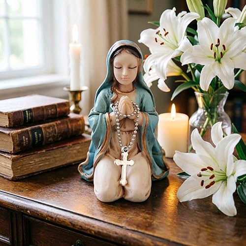 Soporte pequeño Virgen María estatua religiosa azul miniatura 5