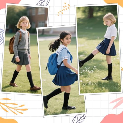 Cozypower 4 Pairs Knee High Sock for Girl Boy, Cotton School Uniform Unisex Solid Long Knee Seamless Sock for Dress4