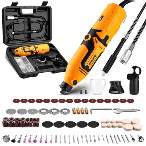 DEKOPROミニルーター 6段変速可能 127点組 付属品 8000~35000RPM回転/分 電動リューター ミニリューター ハンドルーター 穴あけ/木工/彫刻/切断/切削/つや出し/マニキュア/研磨/汚れ落とし