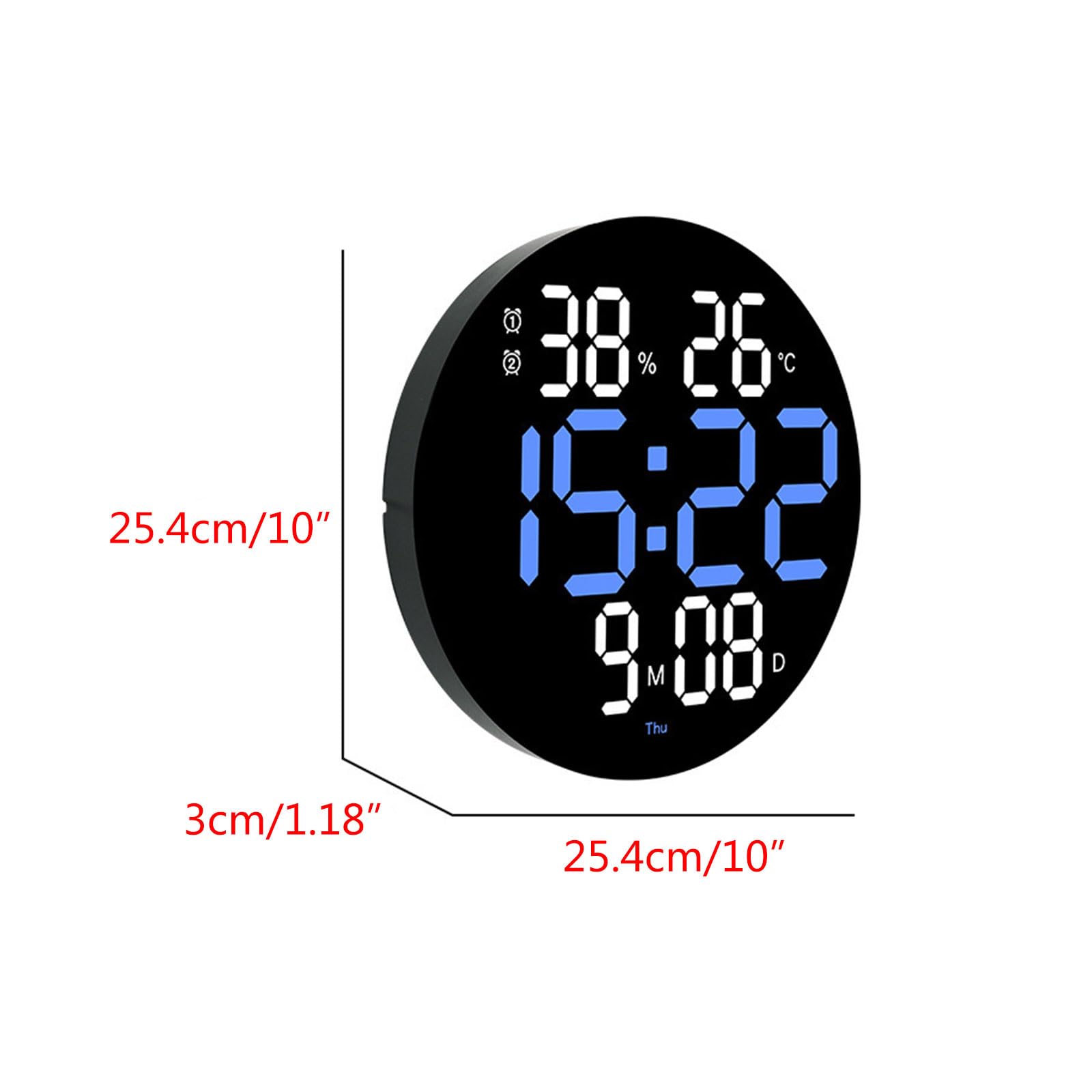 Reloj Despertador LED Moderno con Control Remoto, Pantalla de 10 Pulgadas, Reloj de Pared Digital de fácil Lectura, Pantalla Clara