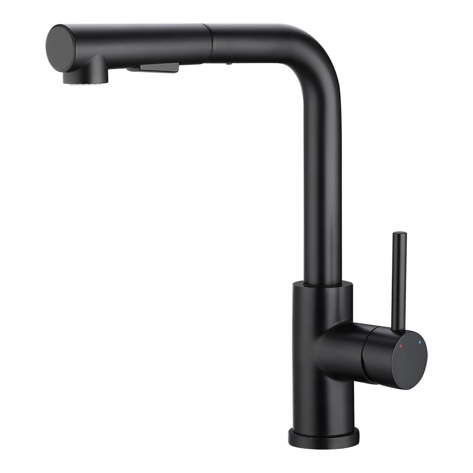 Küchenarmatur mit Brause Ausziehbar, Hochdruck Wasserhahn Küche Schwarz 360° Drehung, Spültischarmatur mit Brause zwei Wasserstrahlarten, Küchenwasserhahn aus Edelstahl, Mischbatterie