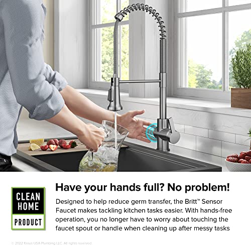 Kraus Britt Touchless Sensor Commercial Pull-Down Single Handle Kitchen Faucet In Spot Free Stainless Steel, Ksf-1691Sfs #TOP5