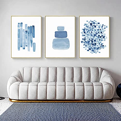 Toile Murale Abstraite Bleu Nordique 60x90cm : Impression Art Moderne