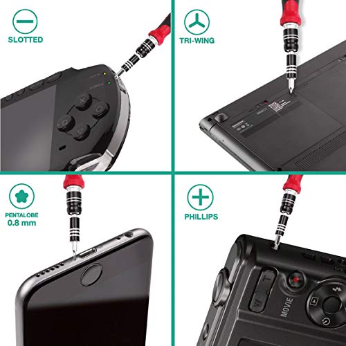 ORIA Precision Screwdriver Kit, Mini Screwdriver Set, 60 in 1 Small Screwdriver with 56 Bits Repair Tools with Flexible Shaft, Extension Rod for Mobile Phone, Smartphone, Tablet, PC, Red