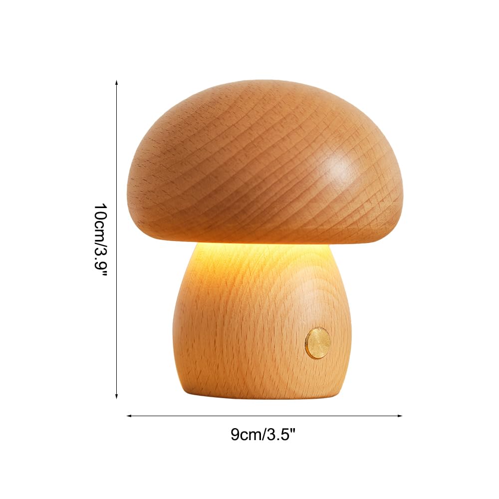 BDKMMS Wooden Mushroom Lamp, Cordless Nightstand Light with 5-Speed Brightness, Rechargeable Table Night Lamp for Bedroom Living Room - Image 4