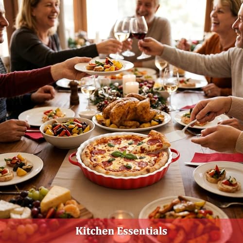 Ceramic Quiche Dish Pie Dish for Baking, Crinkle Rim, for The Oven Tart Quiche Pans for Cooking, and Fruit Pies with Small Spoon 26 * 21 * 4cm - Image 6
