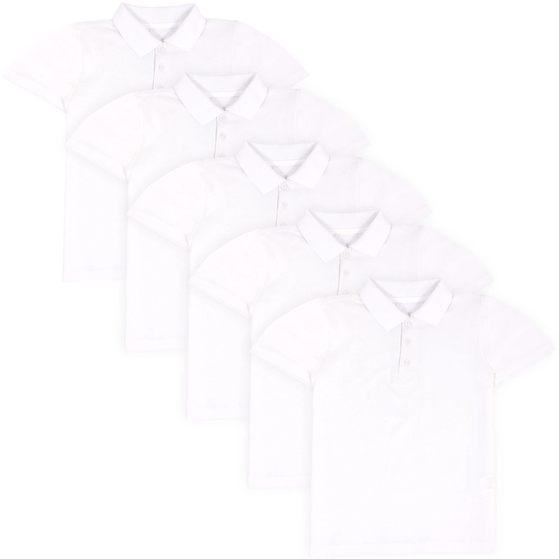 A2Z 4 Kids Niñas Niños Camisetas Polo Plain Verano Camisetas y Camisetas sin Mangas Moda Sensación Suave - PL Polo T Shirt White 5 Pack 13-14