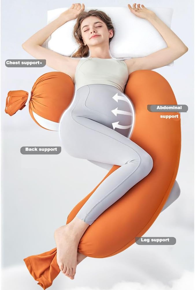 Full Body Pregnancy Pillow with Removable Cover for Maternity Women,Pregnancy Pillows for Sleeping,Support for Back, Legs, Belly,Pregnancy Pillow for Women,Brown