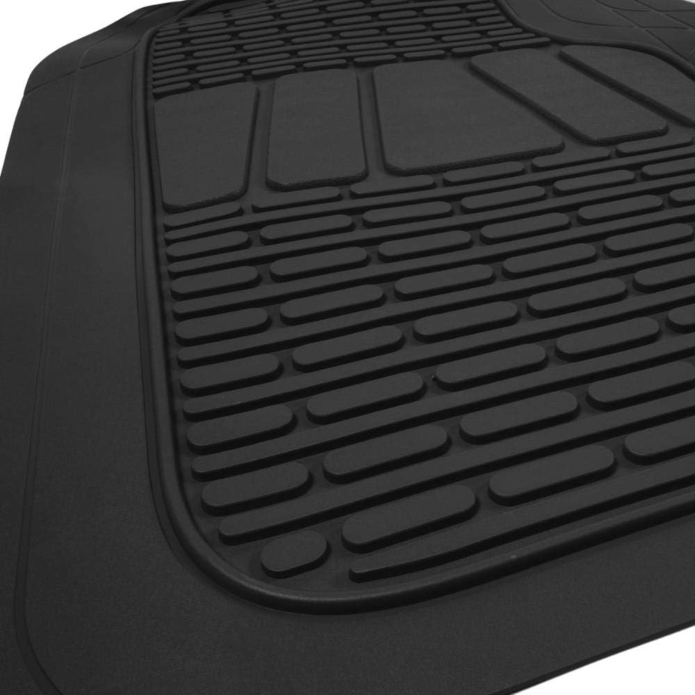 Motor Trend FlexTough 3-Row Heavy Duty Rubber Floor Mats & Liners Mega Truck/SUV/Van Combo - Heavy Duty All Weather Protection, Universal Trim to Fit, Black