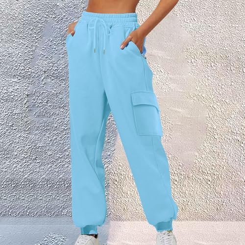 Cargo Sweatpants for Women Baggy Casual Fleece Joggers Drawstring High Waisted Fall Fashion Sweatpants with Pockets2