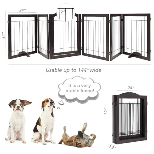 image for PAWLAND 144-inch Extra Wide 30-inches Tall Dog gate with Door Walk Thr