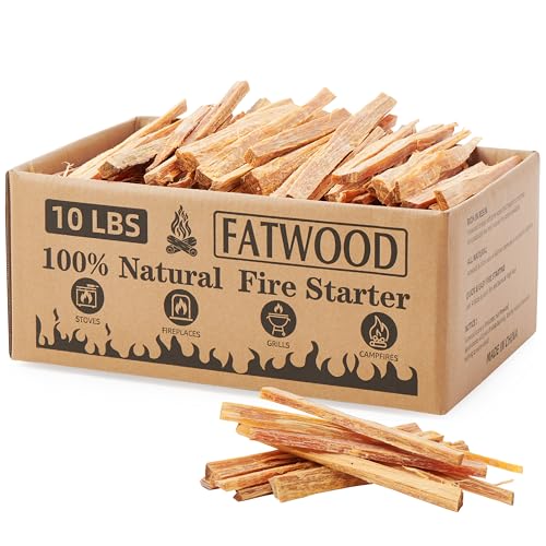 10 lbs Fatwood Fire Starter Sticks, 100% Natural Kindling Firewood Firestarter for Stoves, Pine Wood for Fireplaces, Campfires, Bonfires, Grill