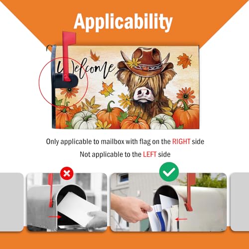Image of Welcome Fall Highland Cow Mailbox Cover Magnetic Standard Size
