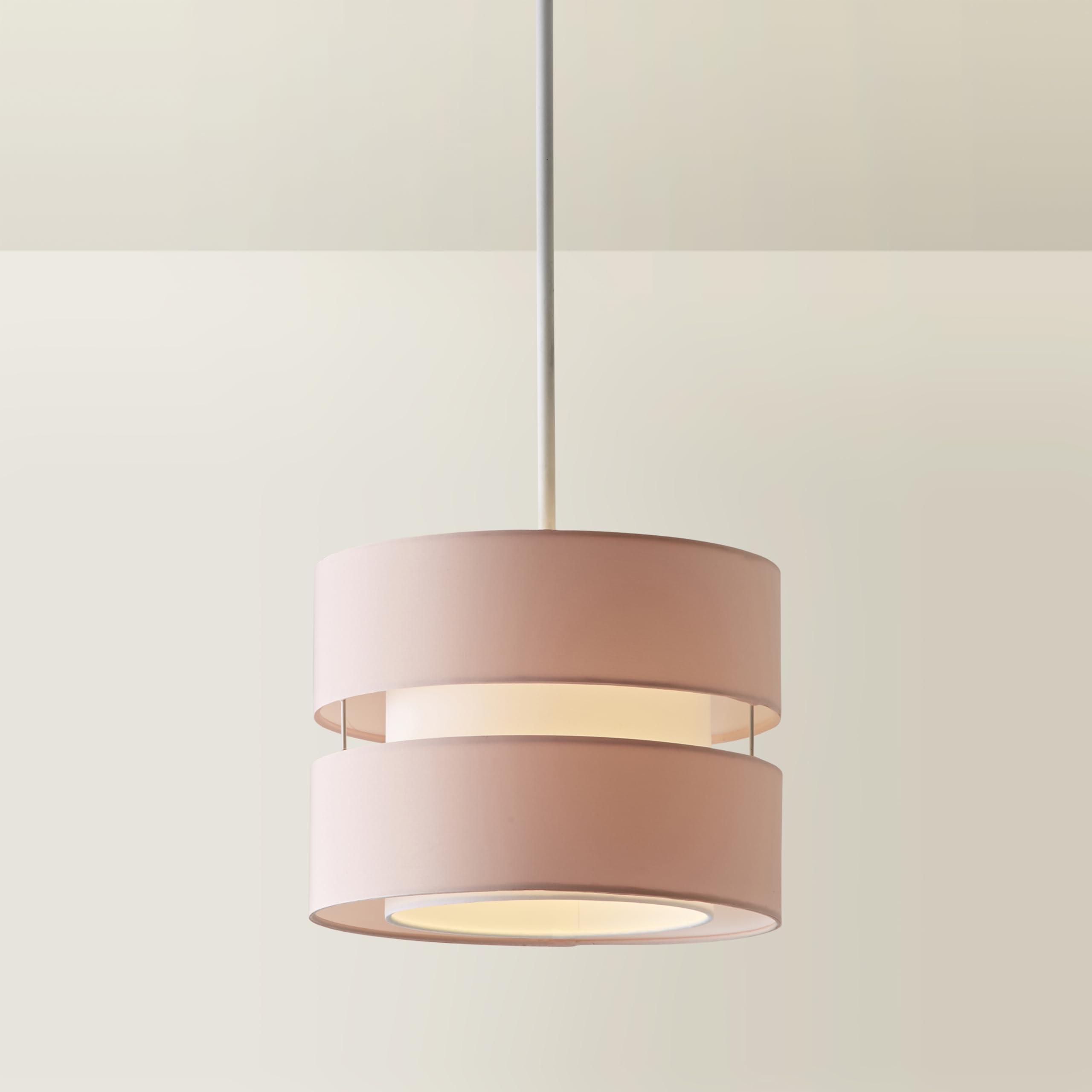 Valuelights Unisex Dusty Pink Sophia Small 26Cm Drum Easy Fit Ceiling Light Lamp Shade W/ Bulb In | Size: 10 Inches