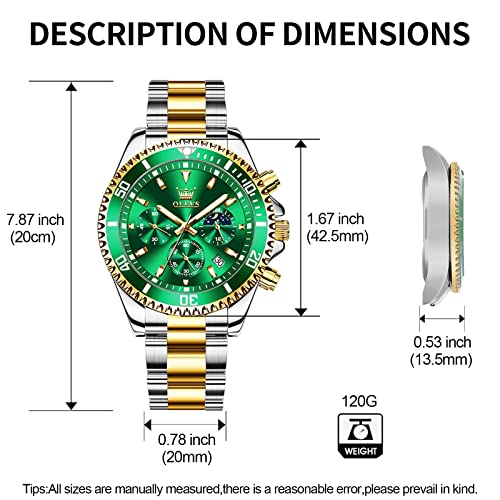 Image of OLEVS Mens Stainless Steel Watch Fashion Luxury Big Face Analog Waterproof