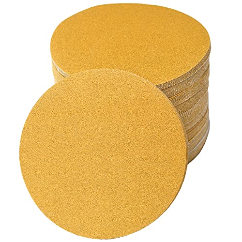 Image of 6-Inch No-Hole Hook and Loop Sanding Discs 100-Grit, Random Orbital Sandpaper for Automotive and Woodworking, 100-Pack
