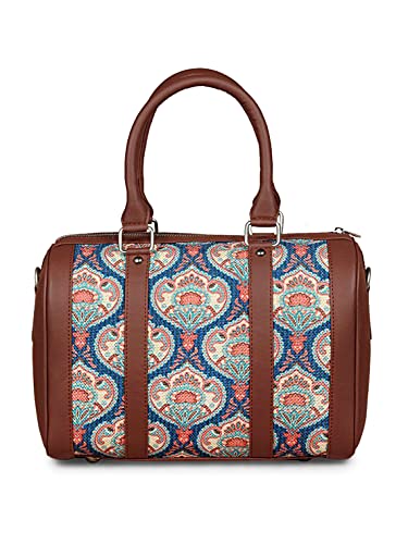 ZOUK Printed Vegan Leather Handmade Women's Handbags with double handles and detachable Sling Strap - Kovil Blue 1 5161AklmKLL. SL500