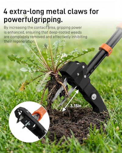 Image of Stand Up Weed Puller Tool with Adjustable Long Handle and 50L Garden Bag