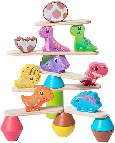 Ycoeng Bloques de equilibrio de animales apilables de madera, juguetes de equilibrio de habilidades motoras finas para niños, juegos de