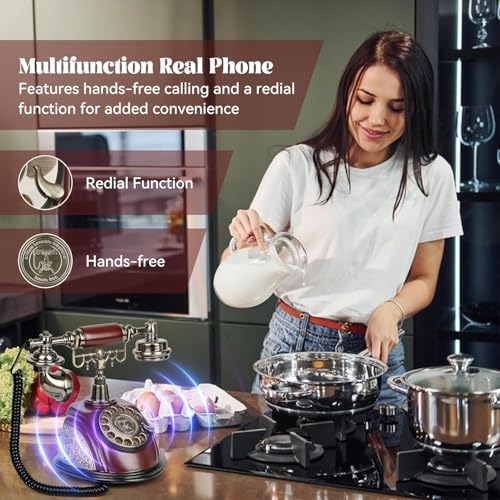 Image of Scizor Home Office Decor Landlines Fashion Creative Antique European Pastoral Retro Wired Phone, Nostalgic Style, Rotary Dial, with Resin Body, Used for Office Home Living Room Telephone Line (SC-03)