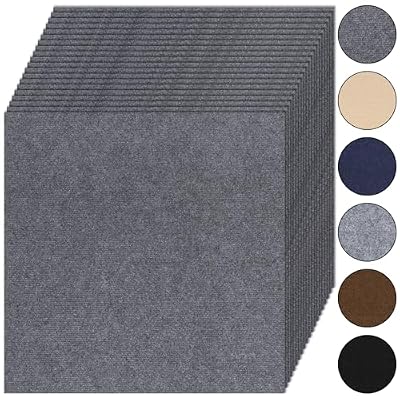 CvoMep 20Pcs Carpet Tiles Peel and Stick 24”x 24” Non-Slip Self Adhesive Squares Carpet Floor Tile Reusable Waterproof Carpet for Living Room Bedroom