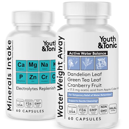 Youth & Tonic Water Weight Away Pills – Debloating & Water Retention Support for Belly Bloating,...