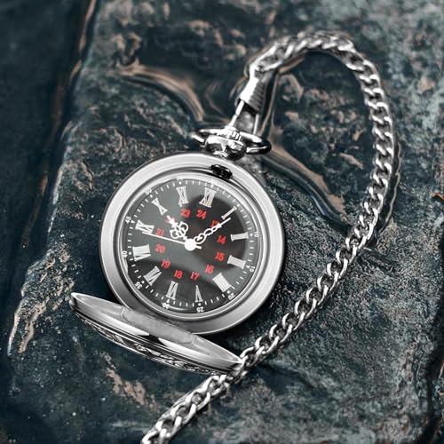 Image of SIMAOTE Vintage Quartz Pocket Watch Men's Classic Steampunk Pocket Watch with Chain /Roman Numerals Dial /Gift Box