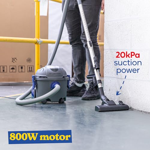 Russell Hobbs Tidy Tub Vacuum Cleaner Powerful 800W Motor Extra-long 10m Cord HEPA Filter with Crevice and Brush Tool, Includes 2 x Vacuum Bags 2 Year Guarantee, RHTV2001