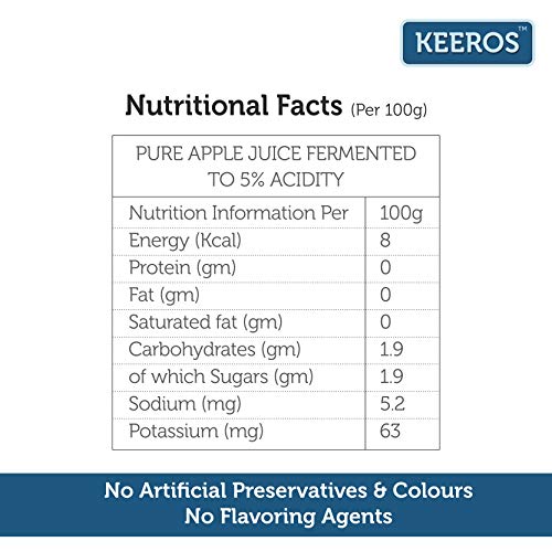 Image of Keeros Apple Cider Vinegar with Mother Vinegar - 100% Natural, Raw, Unfiltered & Unpasteurised (Nutrition Supplement & Drink for Weight Loss, Glowing Skin, Hair Growth)