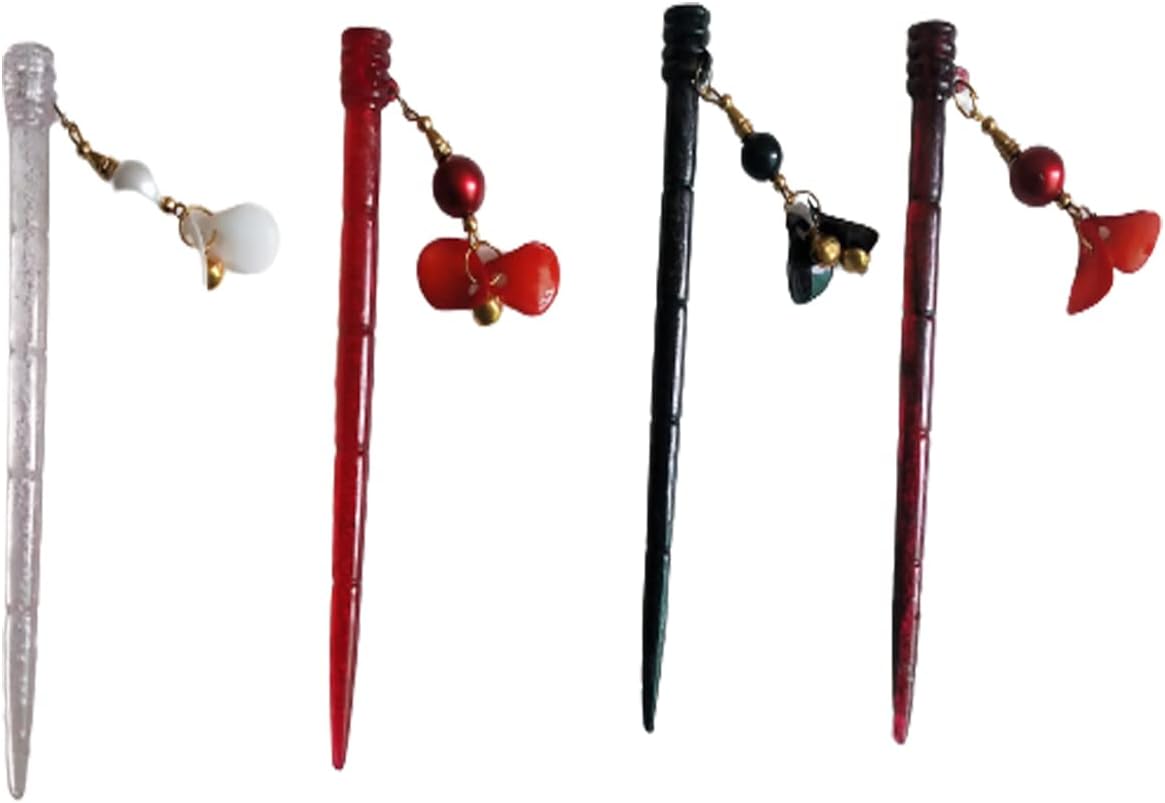 Salvus App SOLUTION Plastic Hair Stick/Juda Pin design with beautiful hanging for Girls & Womens, set-4 (12 cm)