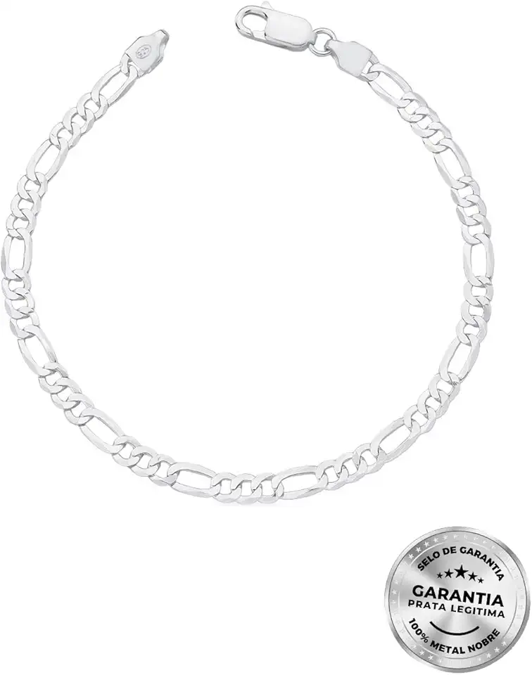Pulseira Masculina Fígaro em Prata 925 Original 21cm