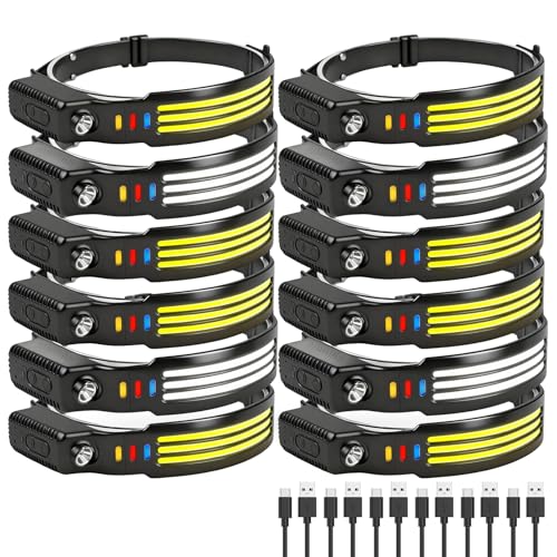 Lampes frontales rechargeables lot de 12 pour le camping et la course à pied de nuit