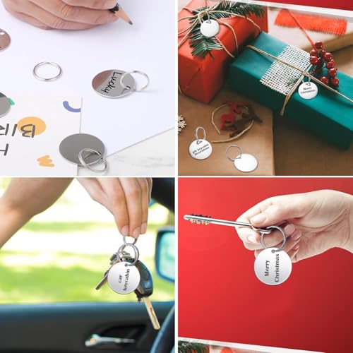 Dtoterul Edelstahl Anhänger Blanko 20 Stück Hundemarke Rohling Rund Gravur Edelstahl Rohlinge Dog Tags Schlüsselanhänger Beschriftbar Leere Anhänger Tags Diy Making Kit