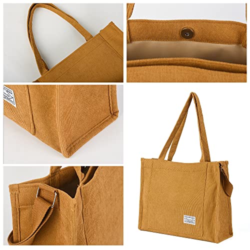 Image of Valleycomfy Corduroy Tote Bag for Women Travel Crossbody Bag Purse Women Shoulder Bags Work Handbags Everyday Hobo Bag