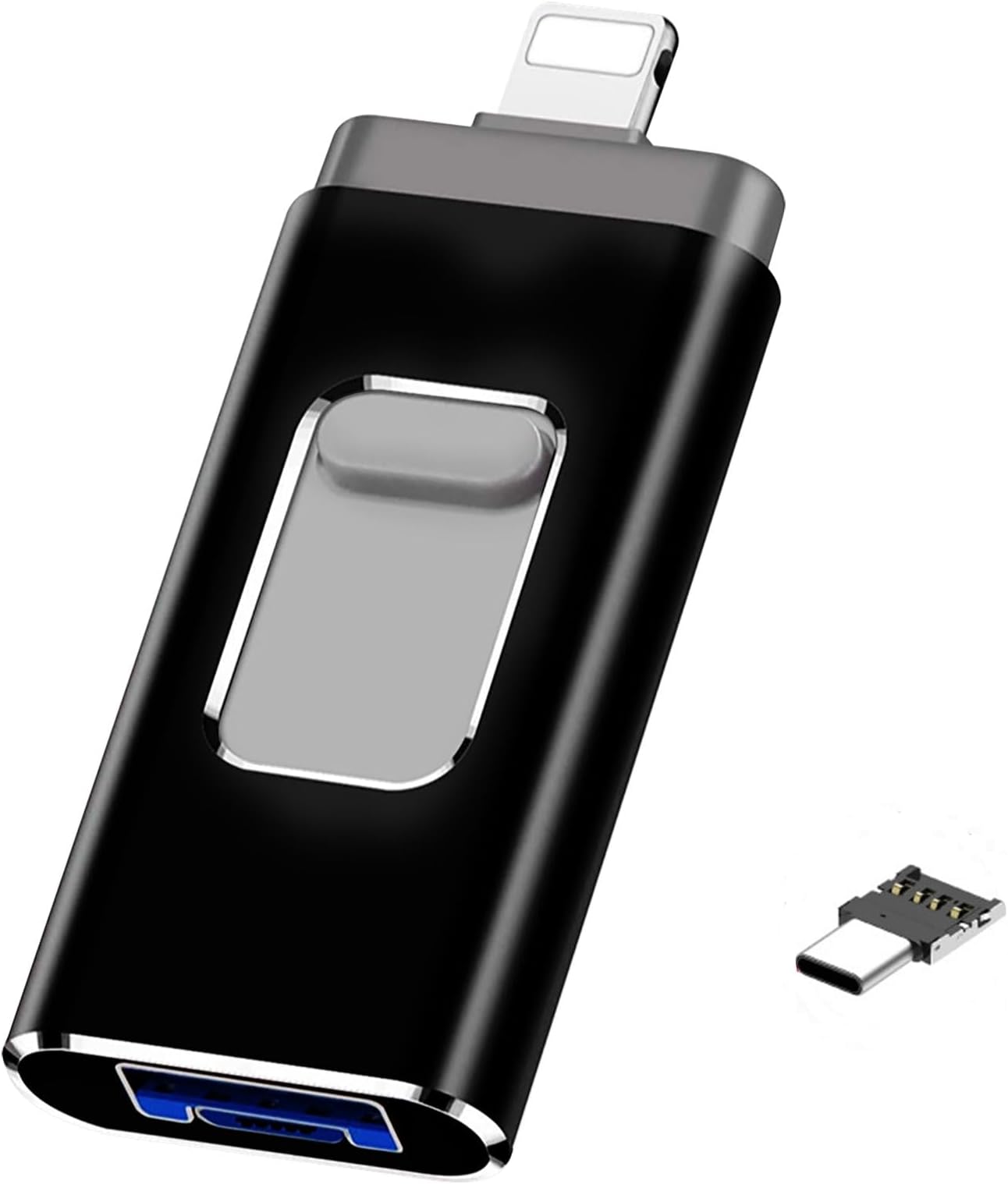 USB Flash Drive for iPhone 64GB, [MFi Certified] 4 in 1 USB3.0 Stick with Lightning Port, USB-C Port and Other Port, Memory Stick for iPhone/iPad/Android Phone/Laptop/PC (without App)