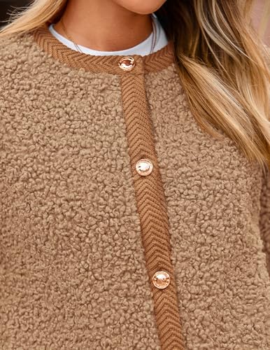 PRETTYGARDEN Women's Faux Fur Coat 2025 Fall Fuzzy Fleece Button up Shearling Cropped Jackets Winter Trendy Outerwear4