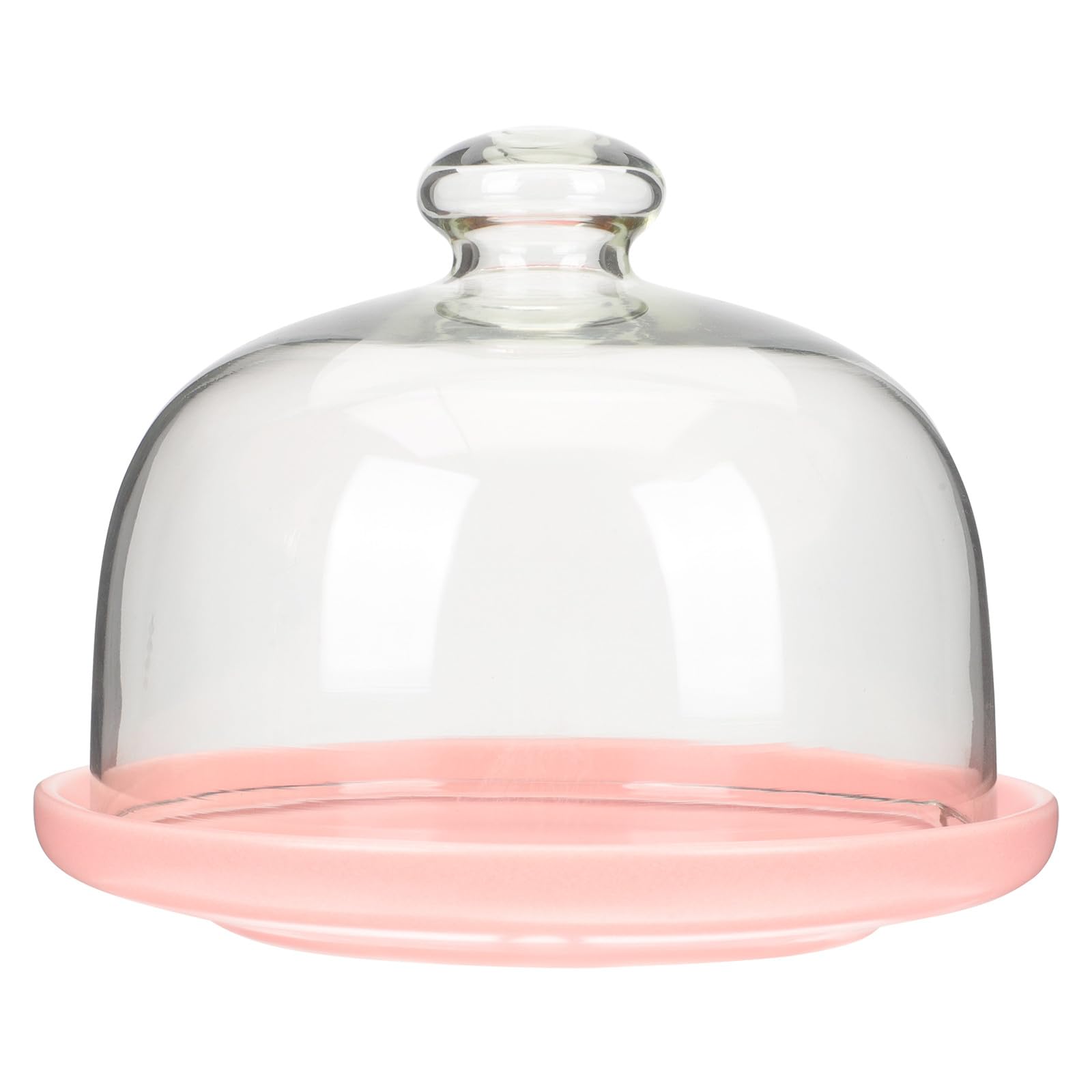 Kichvoe Assiette de Fruits en Céramique avec Cloche en Verre Rose, Plateau Délicat pour Servir et Protéger Lors de Fêtes et Mariages