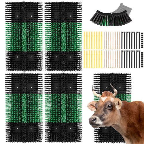 4pcs Upgraded XL Livestock Scratching Brush with 32 Screws – Large Cattle and Horse Grooming Brush, Itch Relief for Horses,Sheep, Goat, Cattle,Cow,and Pig,Suitable for farms and ranches