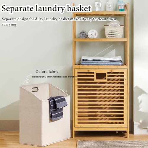 Bamboo Laundry Hamper - Spacious Storage Basket for Easy Sorting Lightweight & Strong Load-Bearing Perfect for Bathroom Easy Assembly & Carrying - Image 2