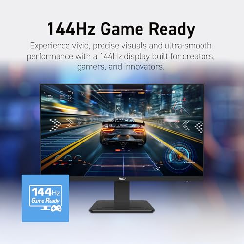 Image of msi PRO MP242 E14C 24-inch IPS 1920 x 1080 (FHD) Office Monitor, 144Hz, Free-Sync, HDMI, USB C (15W Power Delivery), VESA Mountable, Tilt, Speaker, 4-Side Slim Bezel 1ms, Black