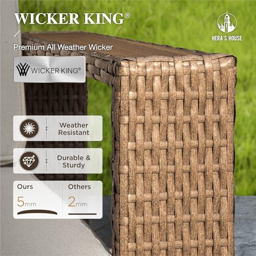 Image of HERA'S HOUSE Patio Wicker Chairs with 10 inch Thick Cushions, Outdoor Patio Furniture Set of 2, 2-Piece Yellow Rattan Conversation Set with 5.3 inch Widened Armrest, Low Profile Lawn Garden Deck Furniture