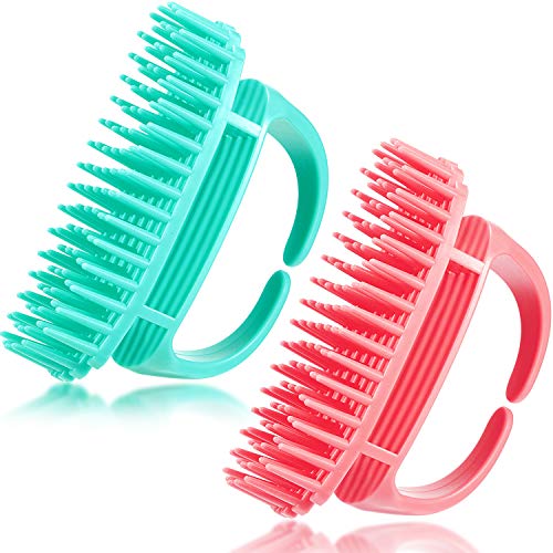 2 Pieces Shampoo Brush Silicone Scalp Scrubber Wet and Dry Hair Scalp Massager Brush Scalp Brush with Silicone Bristles for Women Men All Hair Types Pets Favors