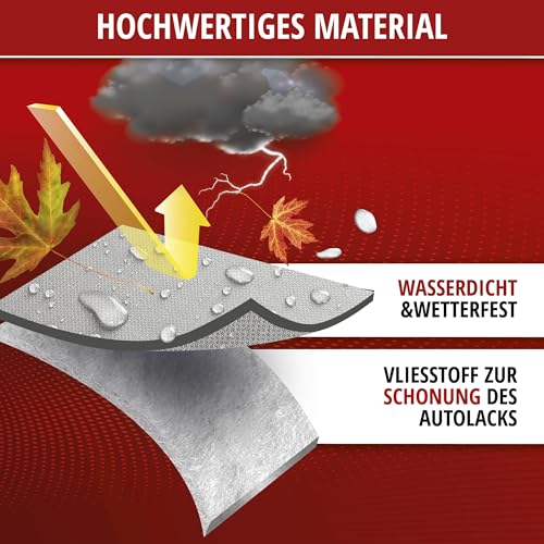 WALSER Autoabdeckung All Weather Light Halbgarage Größe L hellgrau, wasserdichte Halbgarage, Staubdicht mit UV Schutz, verstärkte Gurtbefestigung